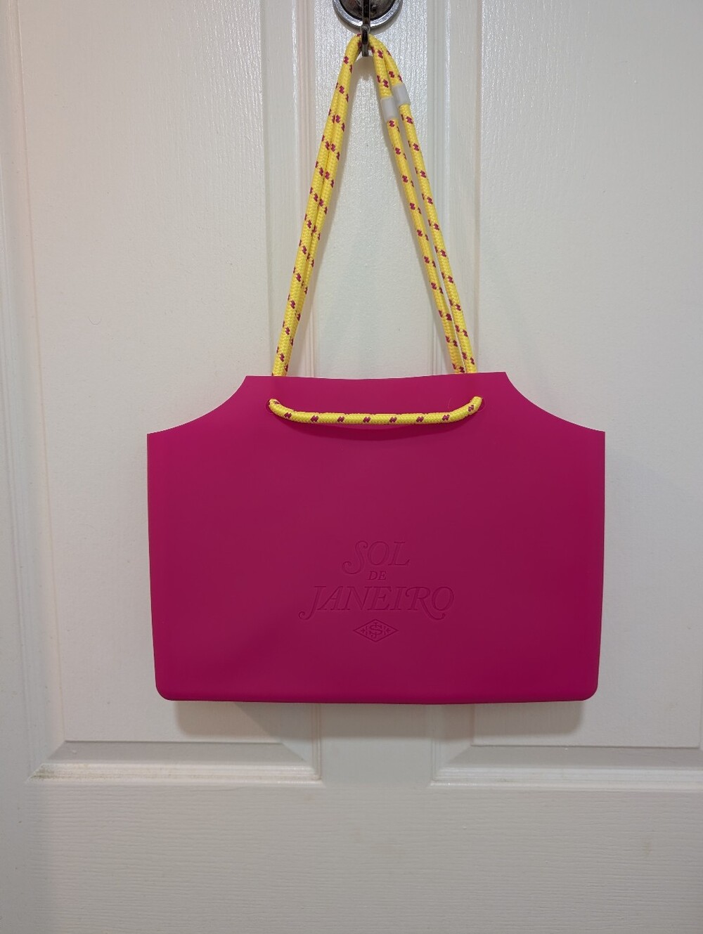 Sol de Janeiro Neoprene Shoulder Bag | Hot Pink | Yellow Rope Handles | NWT